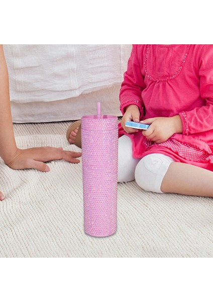 Kahve Seyahat Kupa Glitter Buzlu Kahve Tumbers Gıda Sınıfı 450ml Su Şişesi Pembe (Yurt Dışından)