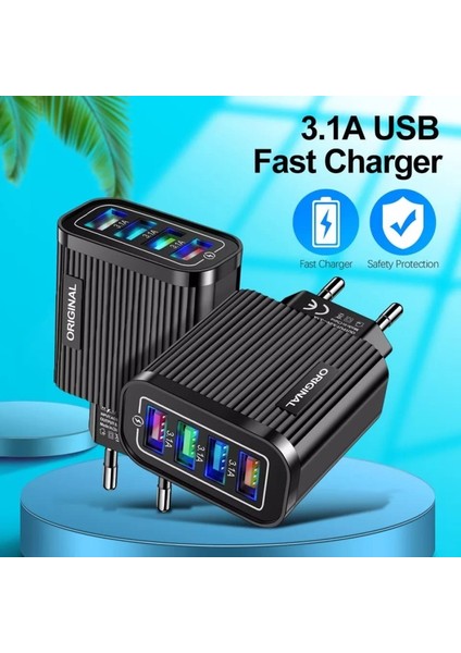 Z6 Çoklu Şarj Adaptörü + J2 Micro Usb 5A/100W Şarj Kablosu -2mt