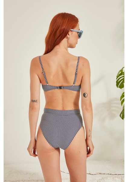 Kadın Straplez Fırfırlı Yüksek Bel Bikini Takım 3019 Antrasit modelleri