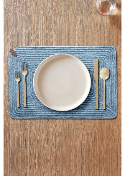 Cesta El Yapımı Örgü Turkuaz Dikdörtgen Amerikan Servis 32x45 4003