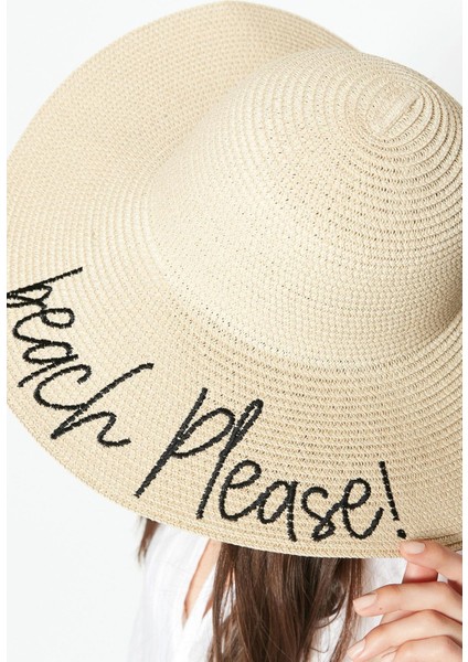 Beach Please Hasır Plaj Şapkası Y8203 Açık Bej