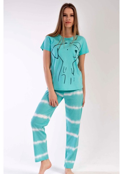 Kısa Kol Pijama Takım YEŞIL-441027