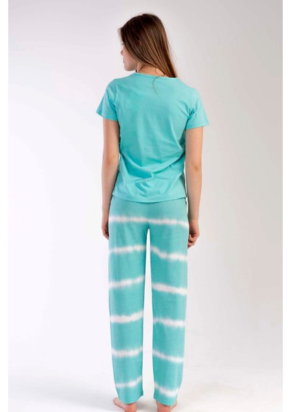 Kısa Kol Pijama Takım YEŞIL-441027
