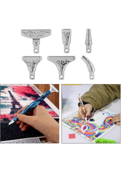 5d Elmas Boyama Tatbikat Kalem Noktası, 6pcs Boyama Kalemleri Ipuçları Yedek Nakış Sanatı Kalem Kafaları Diy Alet - Gümüş (Yurt Dışından) modelleri
