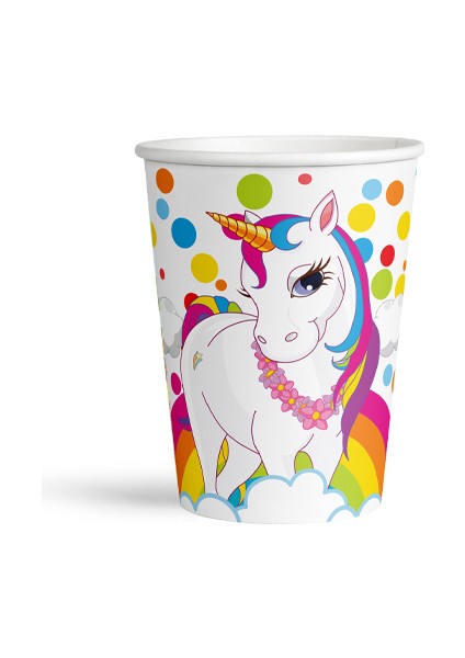 Rainbow Unicorn Karton Bardak 8oz 8li