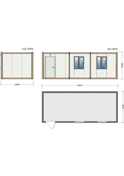 Sandviç Panel Konteyner - K1001 3x7 Metre