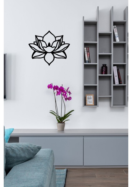 Lotus Çiçeği Ahşap Tablo Duvar Oda Ev Aksesuarı 50X41CM