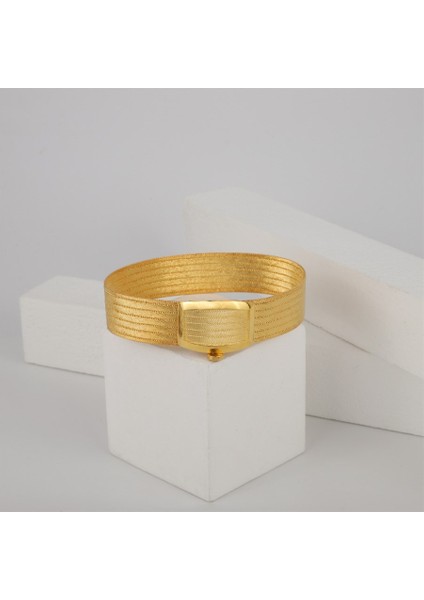 Kadın Gümüş Trabzon Hasır 7 Sıra Altın Kaplama Bileklik 5333