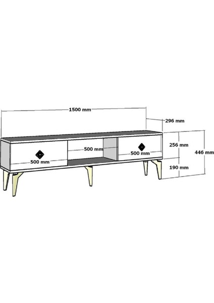 150 cm Nil Tv Sehpası (Alt Modül) Beyaz-Altın