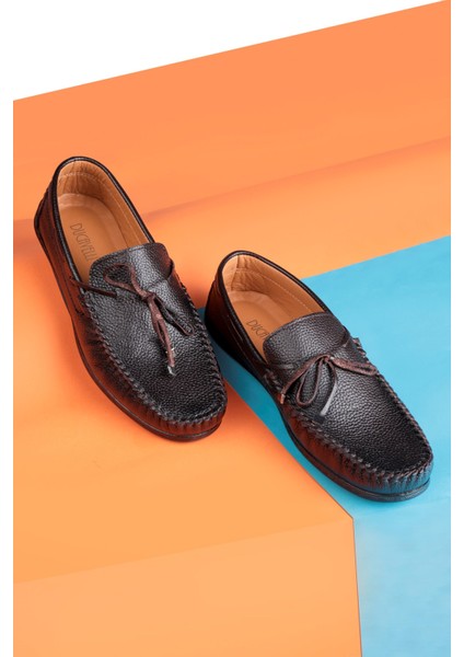 Borde Hakiki Deri Erkek Günlük Ayakkabı, Loafer Ayakkabı, Hafif Ayakkabı