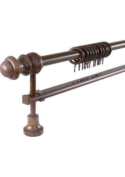 Demonte Lale Başlıklı Ceviz Ahşap Rustik Perde Askısı - Tek Raylı fiyatları