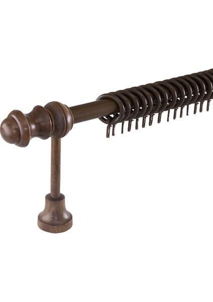 Demonte Lale Başlıklı Ceviz Ahşap Rustik Perde Askısı - Raysız fiyatları