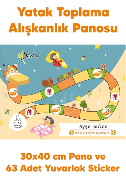 Eğlenceli ve Eğitici Yatak Toplama Eğitimi Sticker Panosu 30X40 cm