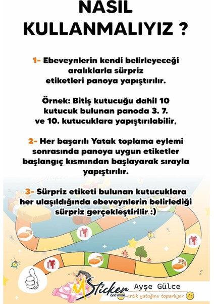 Eğlenceli ve Eğitici Yatak Toplama Eğitimi Sticker Panosu 30X40 cm modelleri