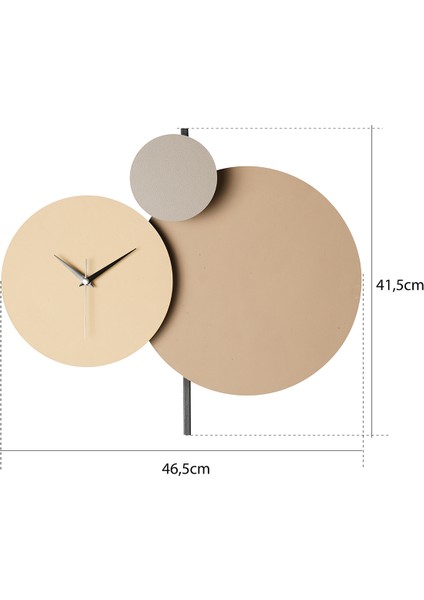 Muyika Pavimento Hand Made Metal 48X44CM Dekoratif Duvar Saati (Toprak Tonları) Mds-50