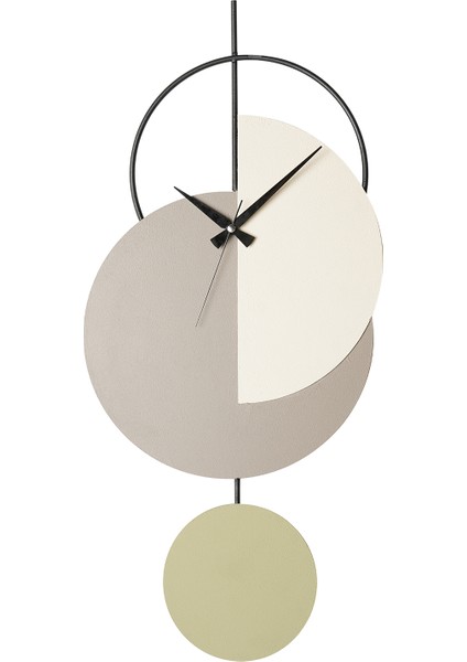 Muyika Madeco Metal 68-31CM Dekoratif Duvar Saati (Gri-Yeşil-Krem) Mds-50
