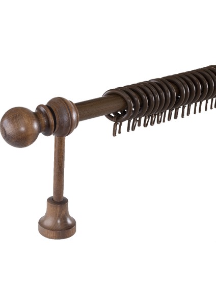 Demonte Top Başlıklı Ceviz Ahşap Rustik Perde Askısı - Raysız fiyatları