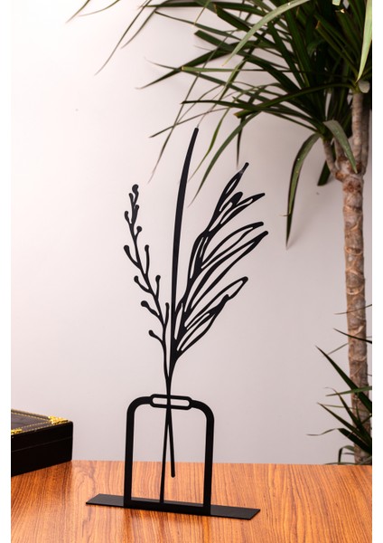 Muyika Metal Masa Üstü Dekoratif Obje&biblo 2 Yaprak Kısa Vazo Vazo Bbl-Mtl