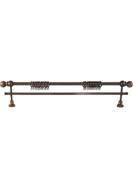 Demonte Top Başlıklı Ceviz Ahşap Rustik Perde Askısı - Tek Raylı