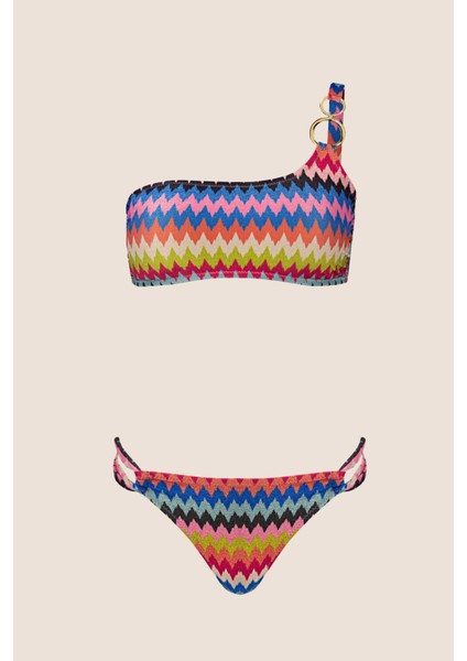 3559 Mavi Tek Omuz Bikini Takımı