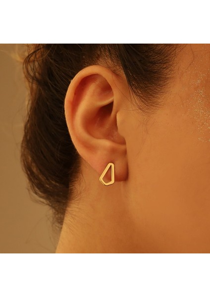 Geniş Üçgen Biçimli Küpe 925 Ayar Kadın Gümüş Küpe