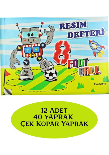 Uninote Resim Defteri Dikişli Küçük Boy A5 40 Yaprak 12 Adet