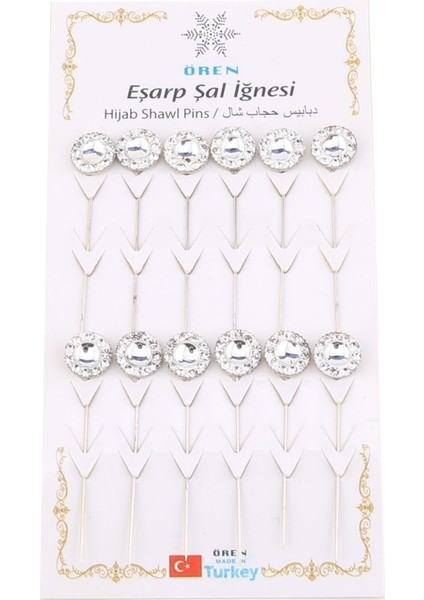 Hobi Dünya Kristal Taşlı Eşarp Iğnesi 12 Adet fırsatları