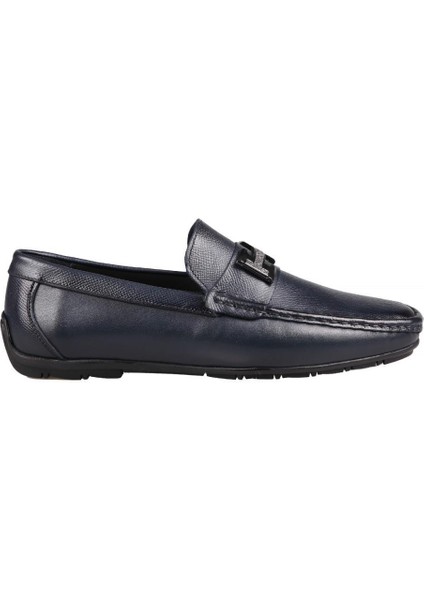 17344 Hakiki Deri Lacivert Erkek Günlük Ayakkabı