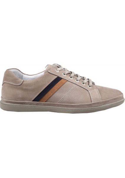 3Y9538 Hakiki Deri Gri Nubuk Erkek Günlük Ayakkabı