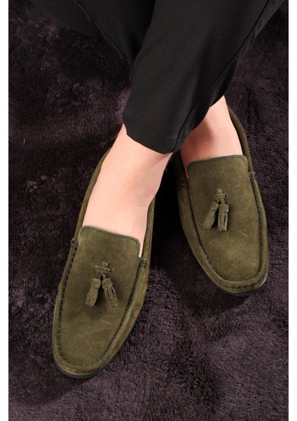 Fransen Hakiki Deri Erkek Günlük Ayakkabı, Loafer Ayakkabı, Hafif Ayakkabı, Püsküllü Loafer, Süet Ayakkabı