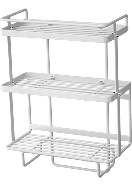 Uzay Tasarrufu Çelik Banyo Organizatörü ve 2 Yapışkan Taban Tezgahı 3 Katmanlı Beyaz (Yurt Dışından)