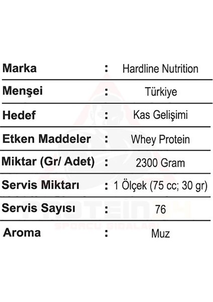 Hardline Nutrition Whey 3 Matrix Protein Tozu Muzlu 2300 Gr