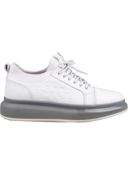 17226 Hakiki Deri Beyaz Erkek Günlük Ayakkabı