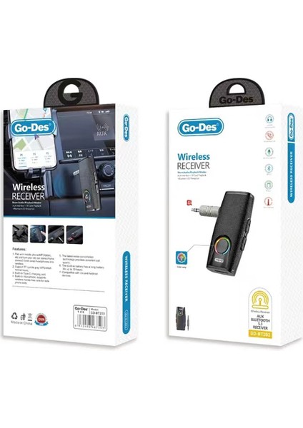 Araç Ses Alıcı Go Des GD-BT203 Kablosuz Aux Girişli Bluetooth Adaptör 5.3 Versiyon