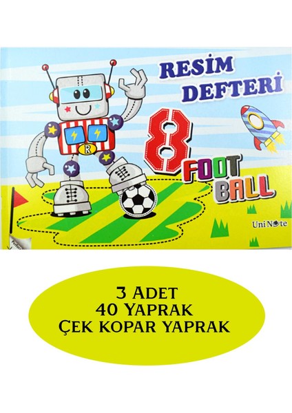 Uninote Resim Defteri Dikişli Büyük Boy A4 40 Yaprak 3 Adet