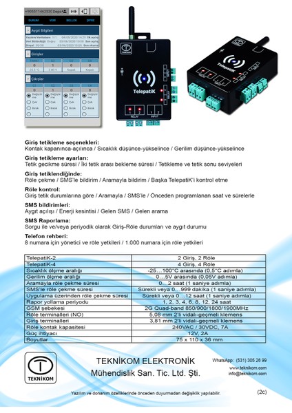 Telepatik-2 Uzaktan Gsm ile Kontrol Cihazı (Otomatik Sulama Pompa Çalıştırma Otomatik Kapı Açma Bariyer Kontrol Sıcaklık Kontrol