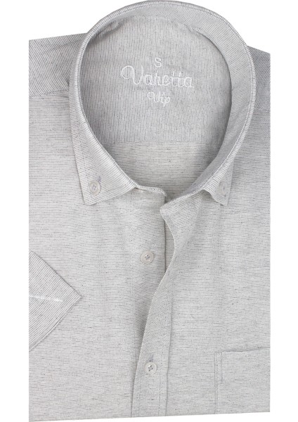 Erkek Bulut Grisi Keten Efektli Cepli Uzun Kollu Pamuklu Gömlek