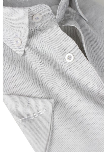 Erkek Bulut Grisi Keten Efektli Cepli Uzun Kollu Pamuklu Gömlek modelleri