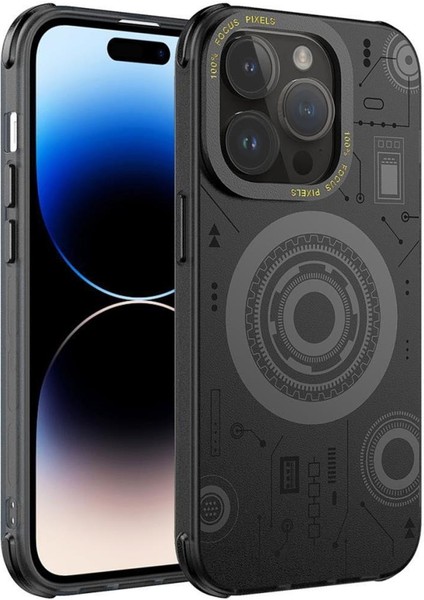 Apple iPhone 14 Pro Max Kılıf Wireless Şarj Özellikli Kenarları Antişok Desenli Hot Kapak