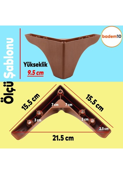 Rose Lüks Mobilya Kanepe Tv Ünitesi Koltuk Ayağı 9.5 Cm Ahşap Desenli Baza Ayakları (4 Adet)