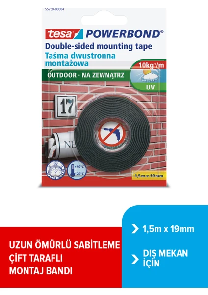 Köpük Montaj Bandı - Powerbond Dış Mekan   1.5m 19mm