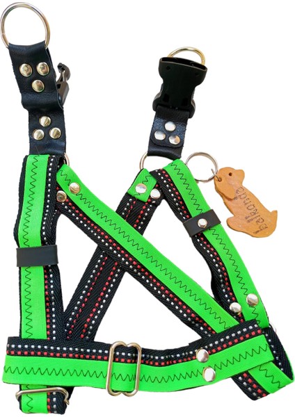 Köpek göğüs tasması küçük ırk siyah yeşil kolon genişlik:2,5cm göğüs ölçüsü:35-60cm ayarlamalı dog harness GT3-36