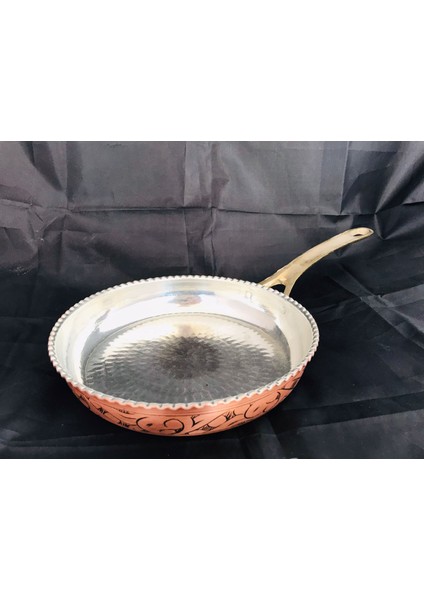 Bakır Oyma Kulplu Tava/sahan 23 cm