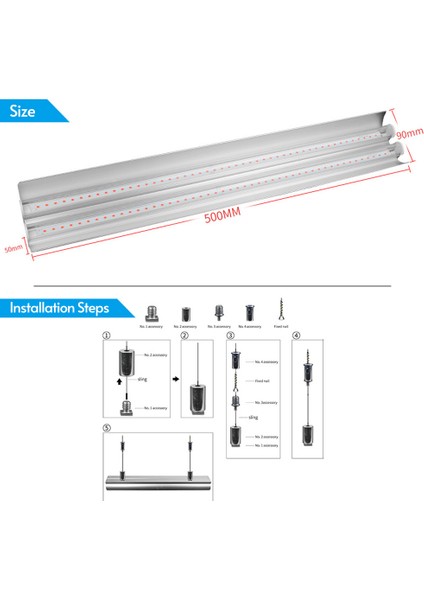 50CM 18W Tam Spektrumlu Bitki Büyüyen Işık Asılı Çift (Yurt Dışından)