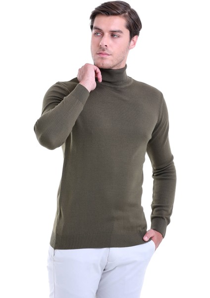 Regular Fit Erkek Düz Balıkçı Yaka Triko Kazak Günlük Kullanım İçin 100% Akrilik