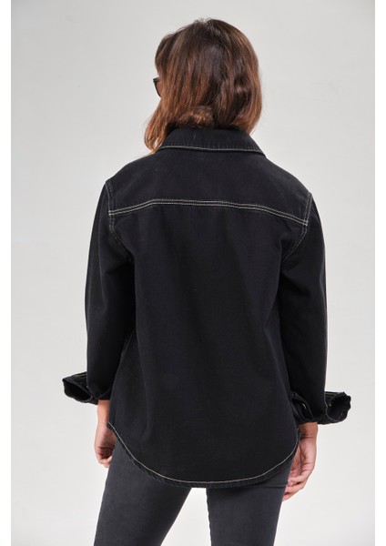 4242-Kadın Denim Siyah Ceket fiyatları