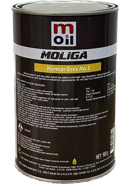 Moliga Kırmızı Gres No:3 0,9 kg