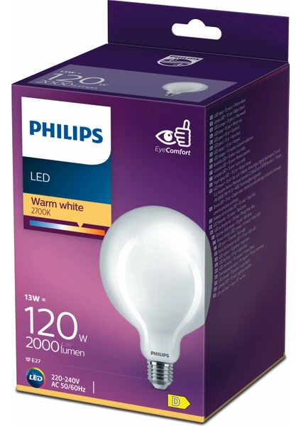 PHILIPS FILAMENT 120W GLOBE AMPUL G120 SARI IŞIK 2700K