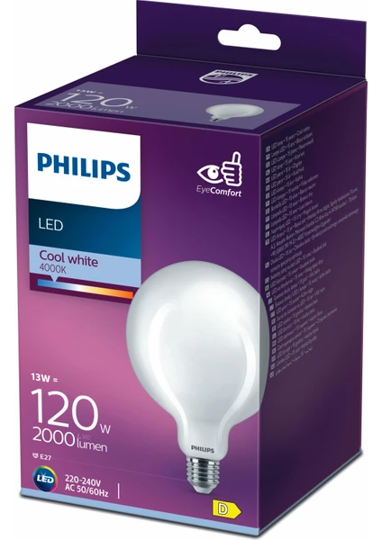 PHILIPS FILAMENT 120W GLOBE AMPUL G120 GÜN IŞIĞI 4000K