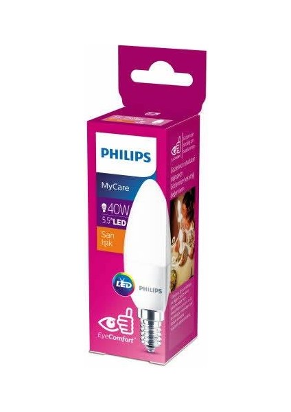 PHILIPS LED 40W MUM AMPUL SARI IŞIK E14 İNCE DUYLU